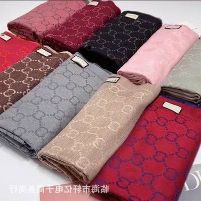 羊毛长款围脖灰版本字母围巾粉色