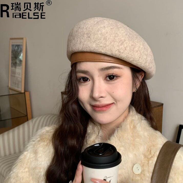 复古羊毛毛呢贝雷帽秋冬保暖