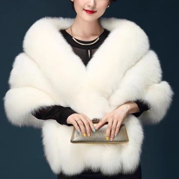 毛皮草秋冬旗袍礼服欧美婚纱外套