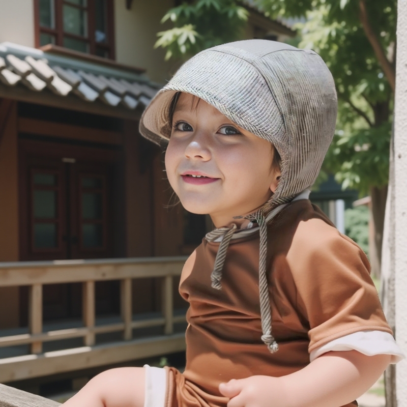 可爱鼠了 ins婴儿春秋条纹帽子双层护耳遮阳帽透气保暖防晒系带帽
