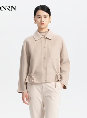 HONRN/红人气质浅驼色短款羊毛双面呢子大衣外套女春秋HH33OD003