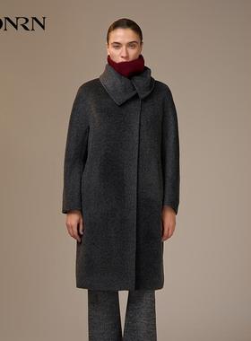 冬款气质羊驼绒大衣中长款羊毛呢外套女HJ55OD417