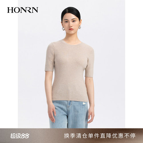 HONRN/红人圆领套头针织衫上衣
