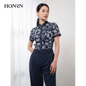 HONRN HH22OZ263 领短袖 红人轻职风高级感直筒显瘦修身 衬衫