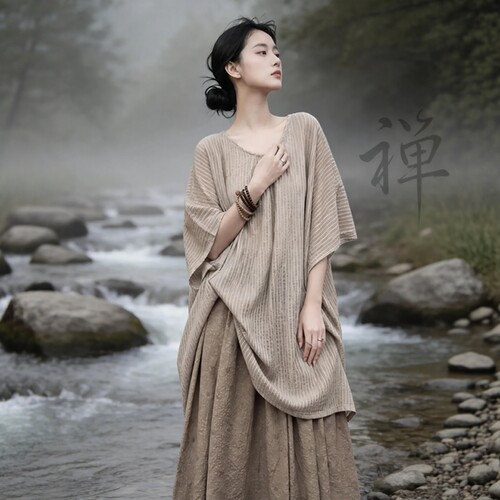 夏季高级禅服女天丝棉中式复古文艺上衣宽松透气衬衫禅意佛系穿搭