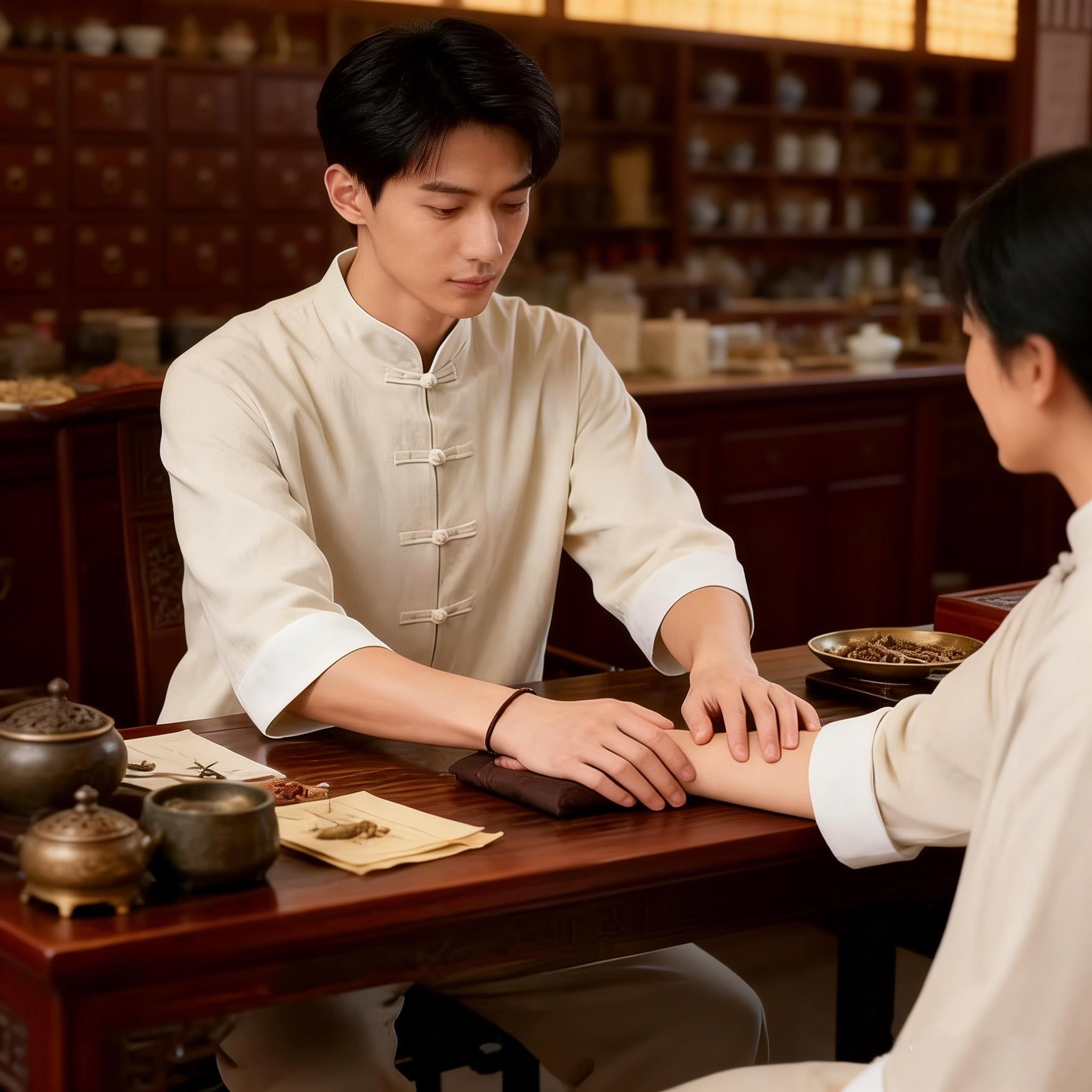 定制logo男士中医推拿技师服套装禅意新中式唐装茶服养生馆工作服