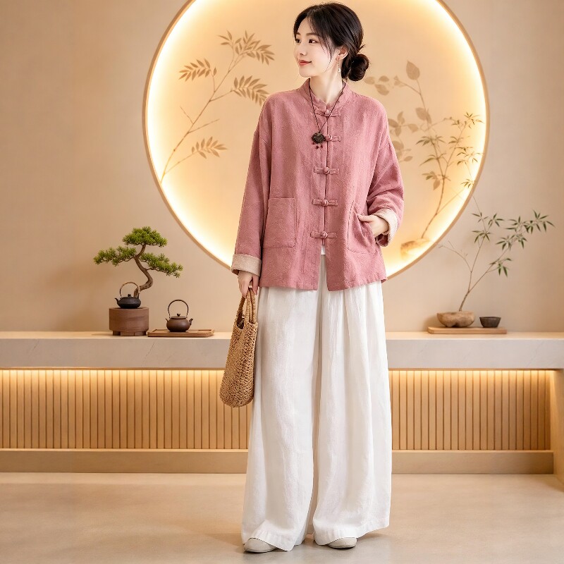 秋季新中式中医养生馆工作服女改良旗袍上衣美容院艾灸理疗技师服