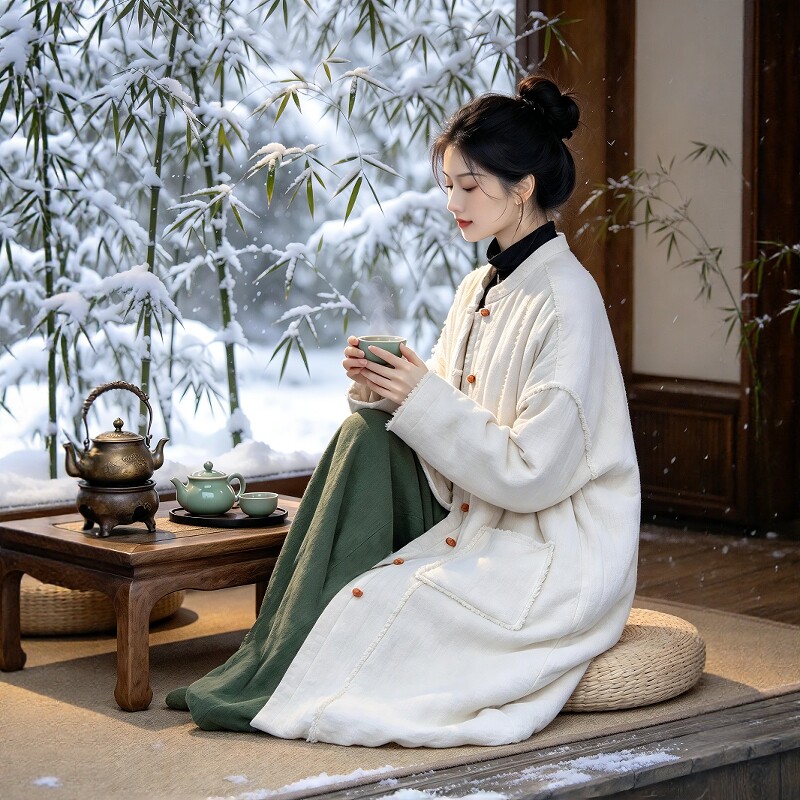 2026新款冬季棉服女款国风禅意新中式女装中长款夹棉加厚保暖外套