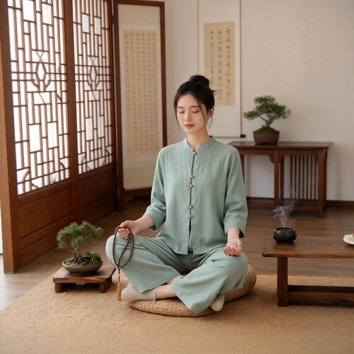 2026夏季新款居士服女款佛系风新中式轻国风衣服天丝亚麻唐装穿搭