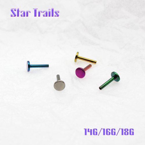 StarTrails 耳骨钉唇钉舌钉 f136钛合金 内螺纹平底杆14G/16G/18G