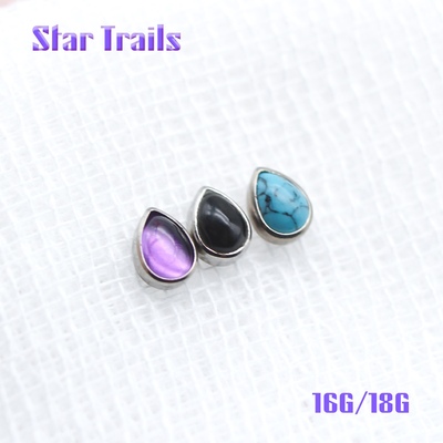StarTrails 天然石水滴 f136钛合金内螺纹手抛耳骨钉 16G/18G