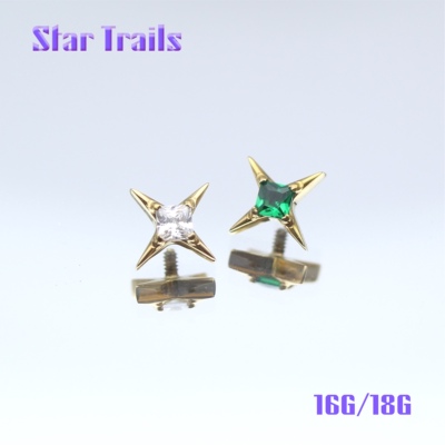 StarTrails 北极 f136镀14k浅金钛合金内螺纹耳钉 16G/18G