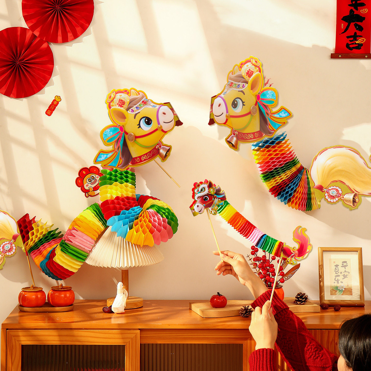 2026新款春节灯笼儿童舞龙拉花装饰手工diy花灯宫灯手提龙灯礼物