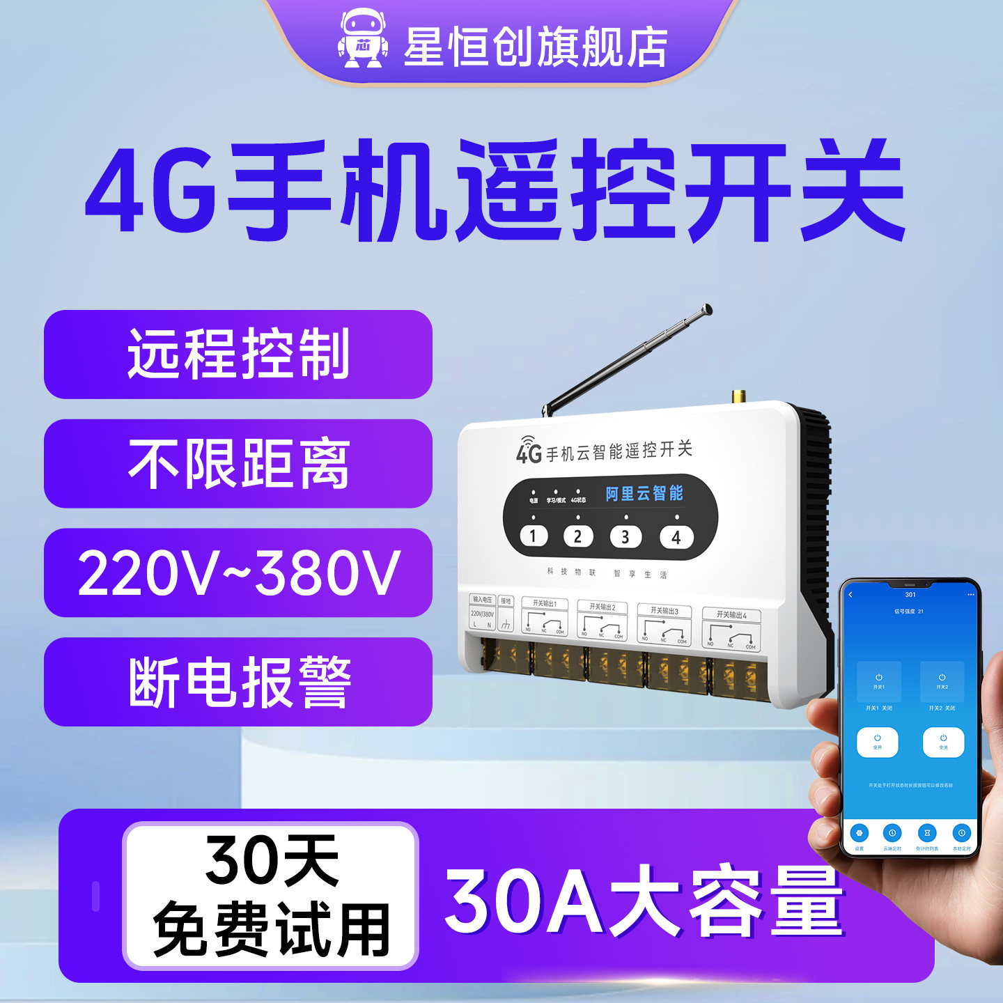 星恒创4G手机智能远程控制开关图片