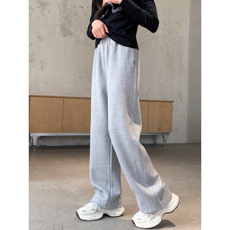 女童运动裤秋冬款2025新款中大童直筒阔腿休闲卫裤初中生加绒裤子