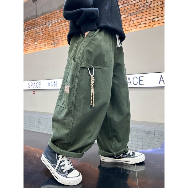 男童工装裤春秋2025新款中大童洋气宽松阔腿裤儿童秋装百搭九分裤,童装/婴儿装/亲子装,裤子,淘宝优惠券,粉丝福利购,淘宝优惠卷