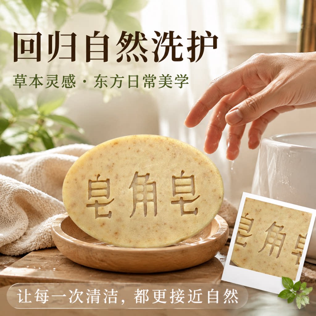 皂角侧柏叶草本洗发皂手工冷制皂