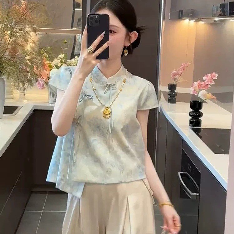 新中式国风盘扣上衣女2025夏季