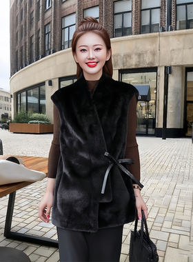 2025秋冬新款中长款高级感气质仿水貂马甲显瘦休闲减龄款马甲