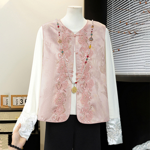 2026新款新中式国风女装重工刺绣洋气复古提花高级感坎肩马甲上衣