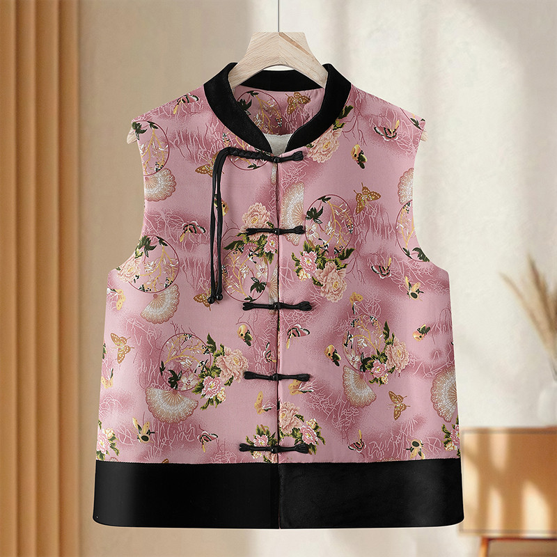 秋冬新款新中式国风盘扣印花马甲时尚洋气减龄百搭盘扣坎肩背心女,女装/女士精品,中老年女装,淘宝优惠券,粉丝福利购,淘宝优惠卷