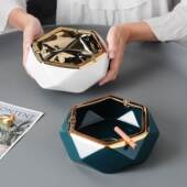 陶瓷姻灰缸潮流烟灰缸北欧风焑灰缸时尚 现代轻奢高档大号客厅家用