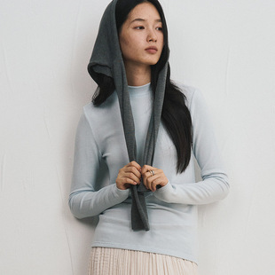 天丝醋酸羊毛半高领T恤简约针织衫 女士内搭保暖通勤风