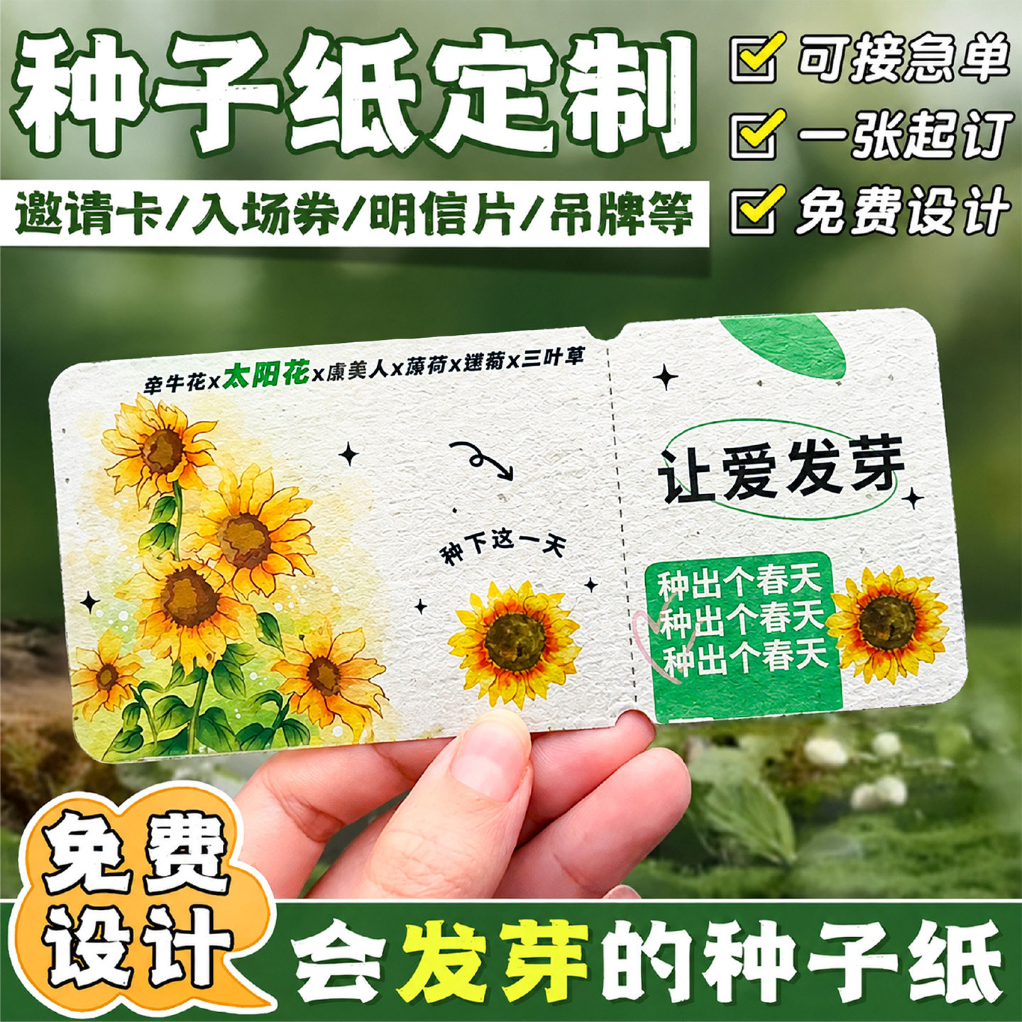环保发芽种子纸明信片定制图片