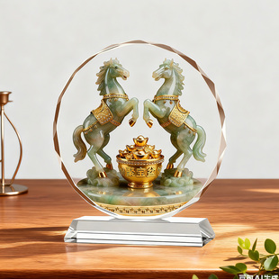 虎虎生威水晶摆件招财好寓意客厅桌面摆件装 饰招财进宝招财摆件