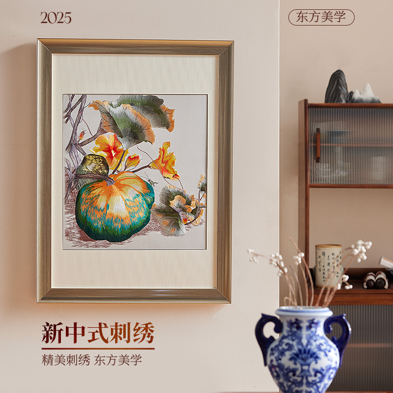 新中式玄关刺绣装饰画苏绣挂画高档进门家用入户走廊复古风墙壁画图片