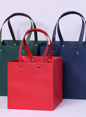 高档节日婚庆红色礼品袋定制深蓝墨绿特种纸袋方形大号手提袋现货