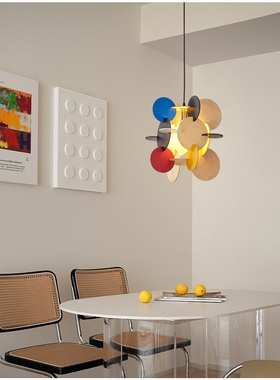 日式吊灯儿童房卧室餐厅创意个性艺术大气原木民宿积木吊灯彩色