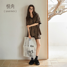 悦内睡衣女款夏季夏天短袖短裤纯棉家居服时尚轻奢高级感豹纹套装