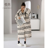 冬天珊瑚绒三层夹棉加厚加绒长款 悦内睡袍女士睡衣睡裙秋冬季 冬款
