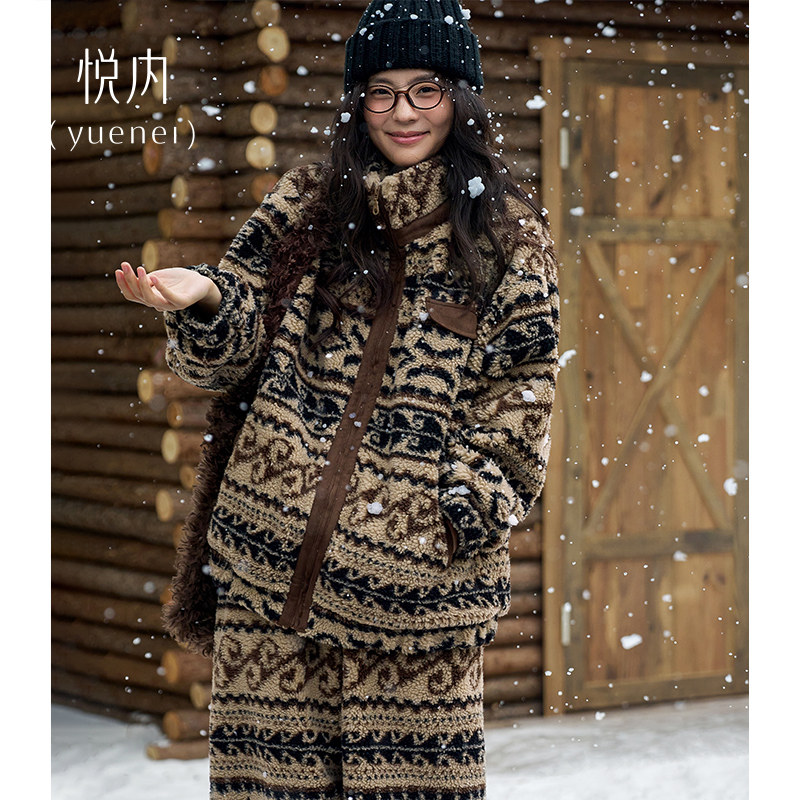 悦内睡衣女款冬季加厚加绒珊瑚绒保暖家居服美式费尔岛高级感套装,女士内衣/男士内衣/家居服,睡衣/家居服套装,淘宝优惠券,粉丝福利购,淘宝优惠卷