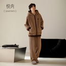 套装 冬天法兰绒加绒加厚珊瑚绒保暖家居服大码 秋冬款 悦内睡衣男士