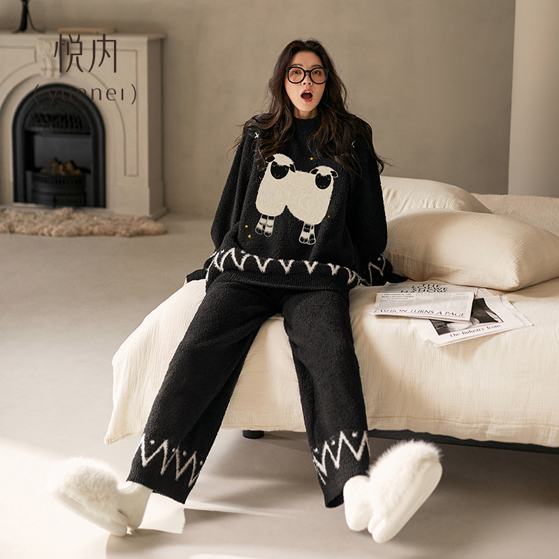 【商场同款】悦内女士半边绒睡衣