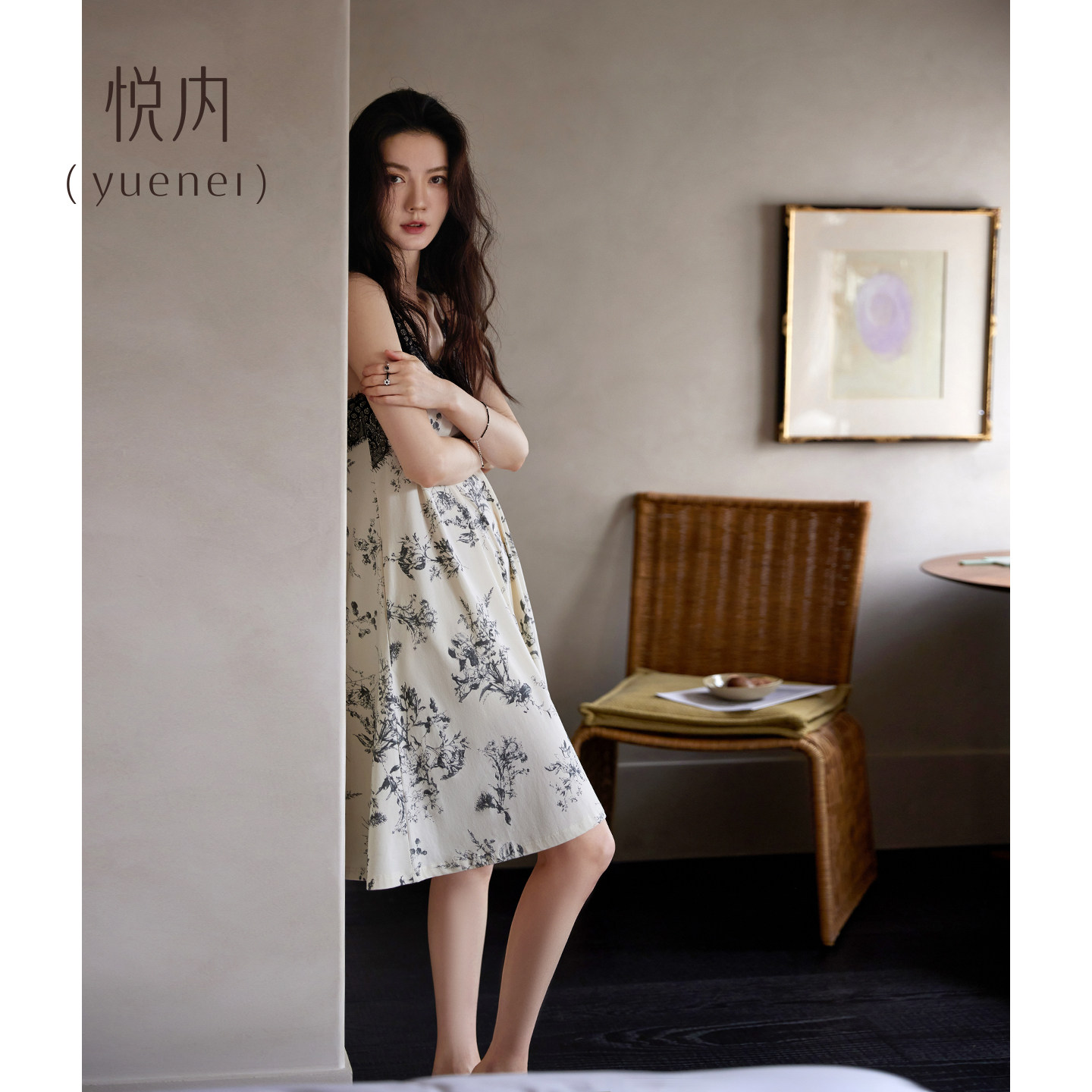 悦内带胸垫睡裙女款睡衣夏季夏天纯棉吊带小性感中长裙大码高级感
