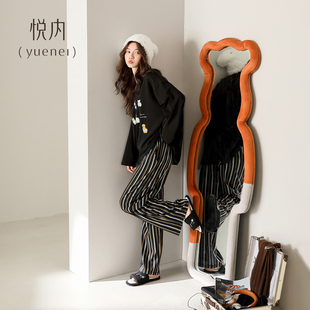 纯棉家居服秋冬季 悦内睡衣女款 长袖 秋季 可出门外穿圆领套头 春秋款