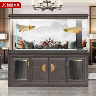 迪顺鱼缸客厅大型家用落地实木底滤生态超白玻璃新款 龙鱼缸水族箱