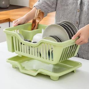 加厚塑料厨房家用放碗碟盘子餐具沥水收纳篮水槽边滴水晾碗架 日式