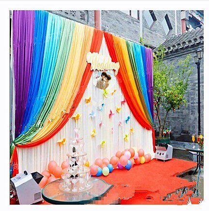 幼儿园表演区小舞台背景布婚庆背景纱幔舞台幕布婚礼帷幔年会布置