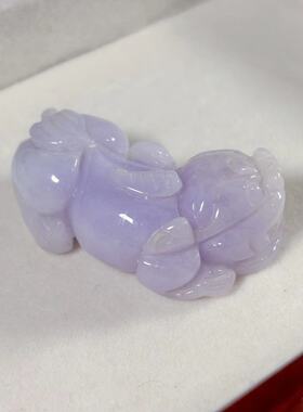 天然紫罗兰翡翠A货豆种貔貅吊坠女带证书送黑绳支持复检