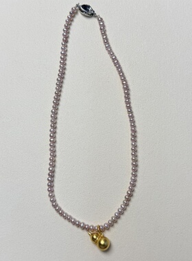 天然淡水无核小米珠项链女款葫芦吊坠锁骨链轻奢小众设计感高级感