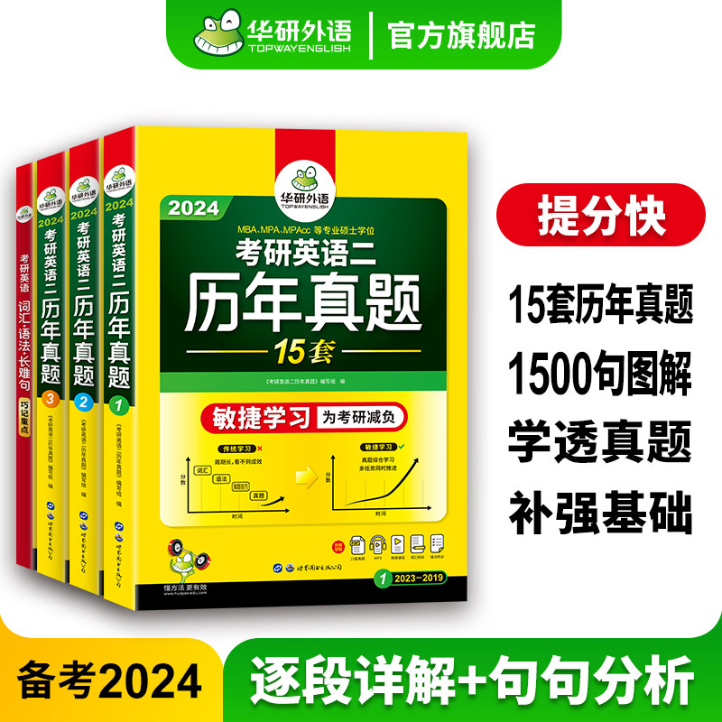 华研外语 备考2024考研英语二历年真题 2023-2009年考研英语真题试卷逐段详解+句句分析 考研英语2词汇单词语法与长难句使用感如何?