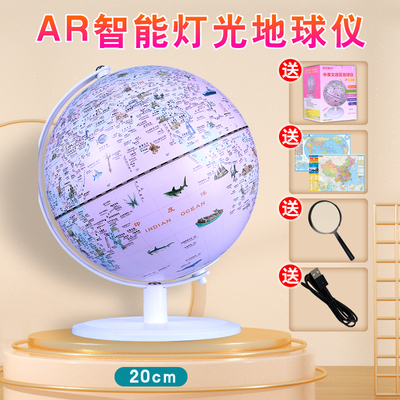 地球仪-20CM政区地球仪 公主版【AR】放大镜+地图 立体悬浮高清大中小号世界地理学生用高端儿童启蒙教学版创意办公桌摆件早教玩具