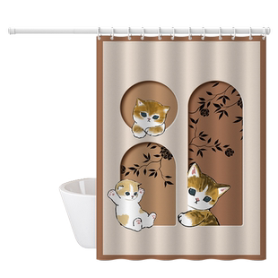 卫生间浴帘防水布速干浴室隔断帘淋浴干湿分离厕所遮挡挂帘子高档