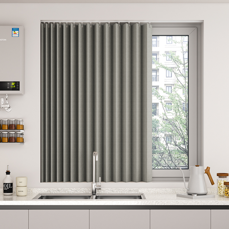 厨房专用窗帘小窗户拉卷式折叠遮光防水防晒免打孔遮阳浴室遮挡帘