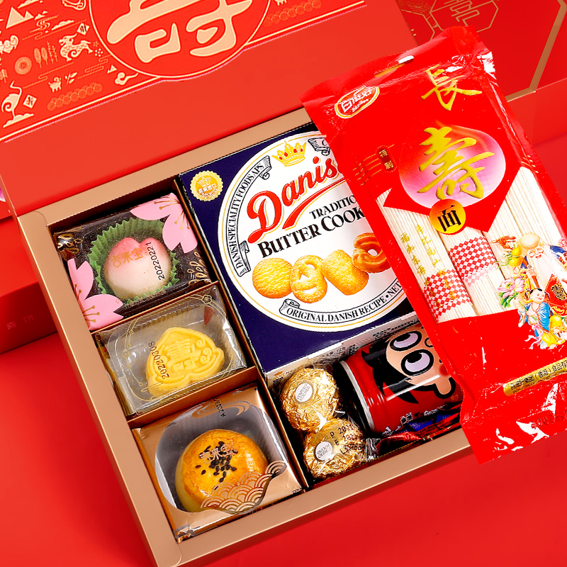 老人祝寿喜饼礼盒寿宴寿桃寿面回礼60岁70岁80岁90岁生日伴手礼