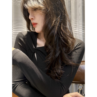 Sorrytin 复古名伶的优雅 商场同款进口高定面料扭结长袖连衣裙